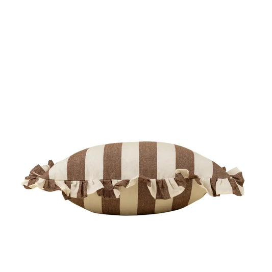 Indaba - Ruffle Thick Stripe Pillow 20x20’’ Brown