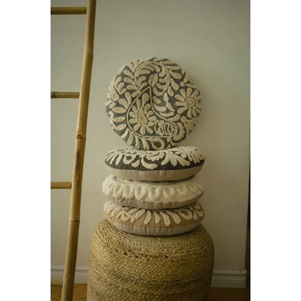 Indaba - Wildflower Round Cushion Charcoal