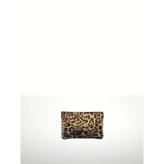 ITALIAN’S LEATHER - Laminated Suede Leather Wallet Katia Plus 220804 Leopardo dorado