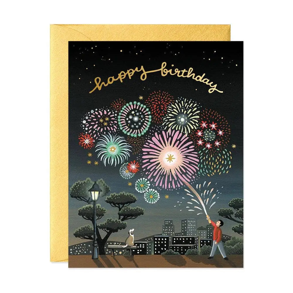 Fireworks Birthday Greeting Card - PABOOM