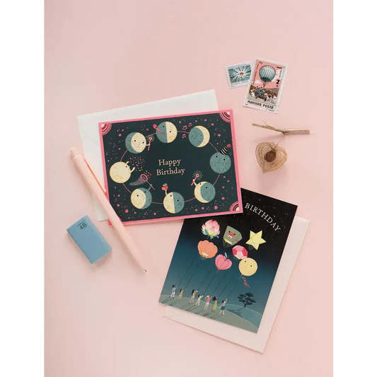 Moon Phases Birthday Greeting Card - PABOOM