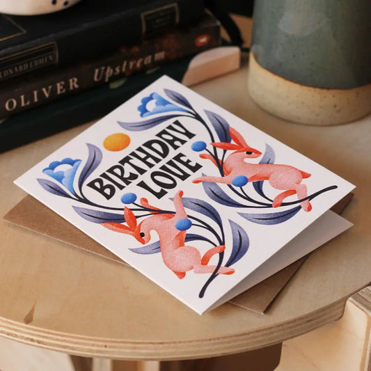 Julie Solvstrom Illustration - Birthday Love Greeting Card | Happy | Rabbits