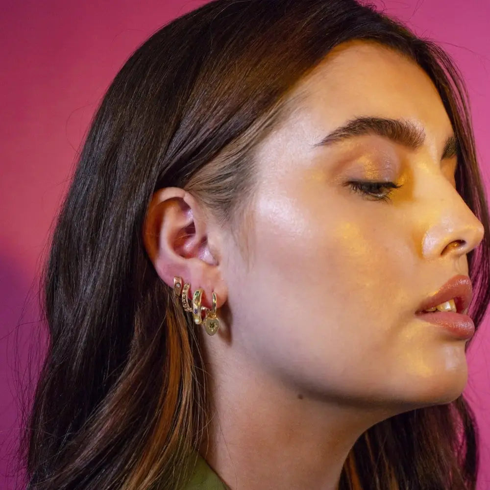 Junk Jewels Ltd - Kaleidoscope Gemstone Hoop Earrings Silver