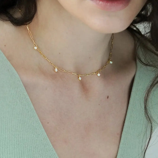 Opal Drop Collar Necklace - PABOOM
