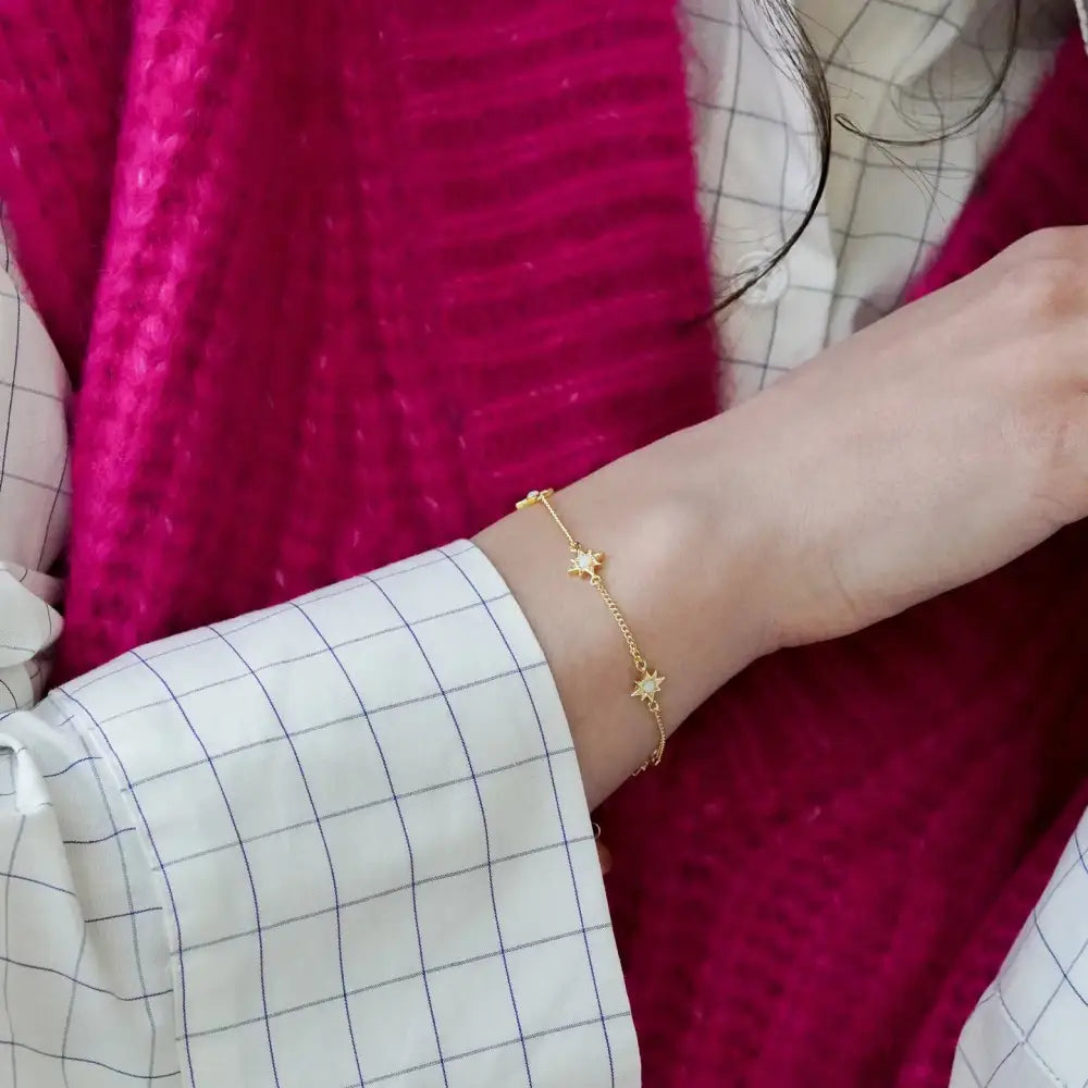 Opal Starburst Charm Bracelet Gold - PABOOM