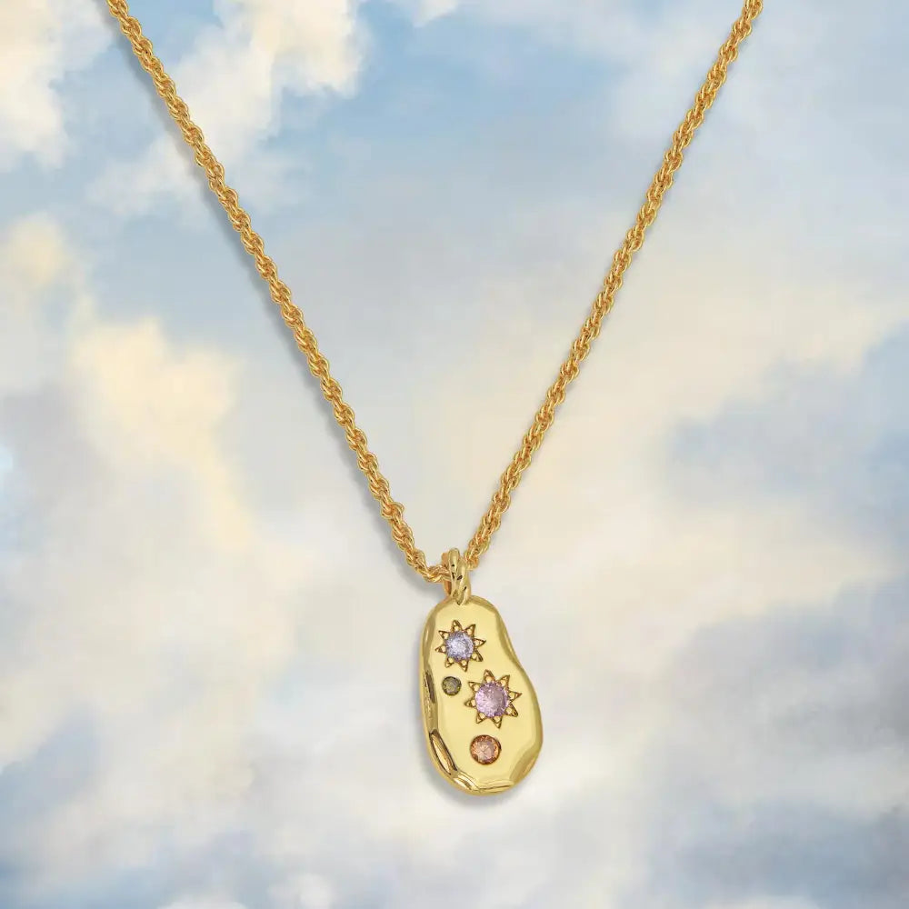Pastel Stone Chunky Pebble Necklace - Silver