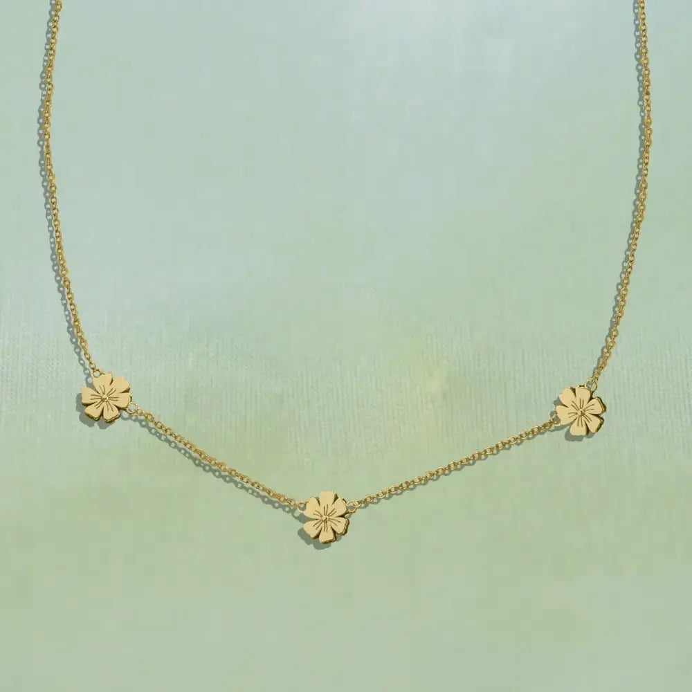 Triple Daisy Chain Necklace Gold - PABOOM