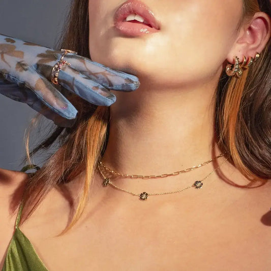 Triple Daisy Chain Necklace Gold - PABOOM