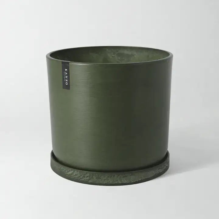 Kanso Designs - Olive Sage Planter + Saucer Large 12’’