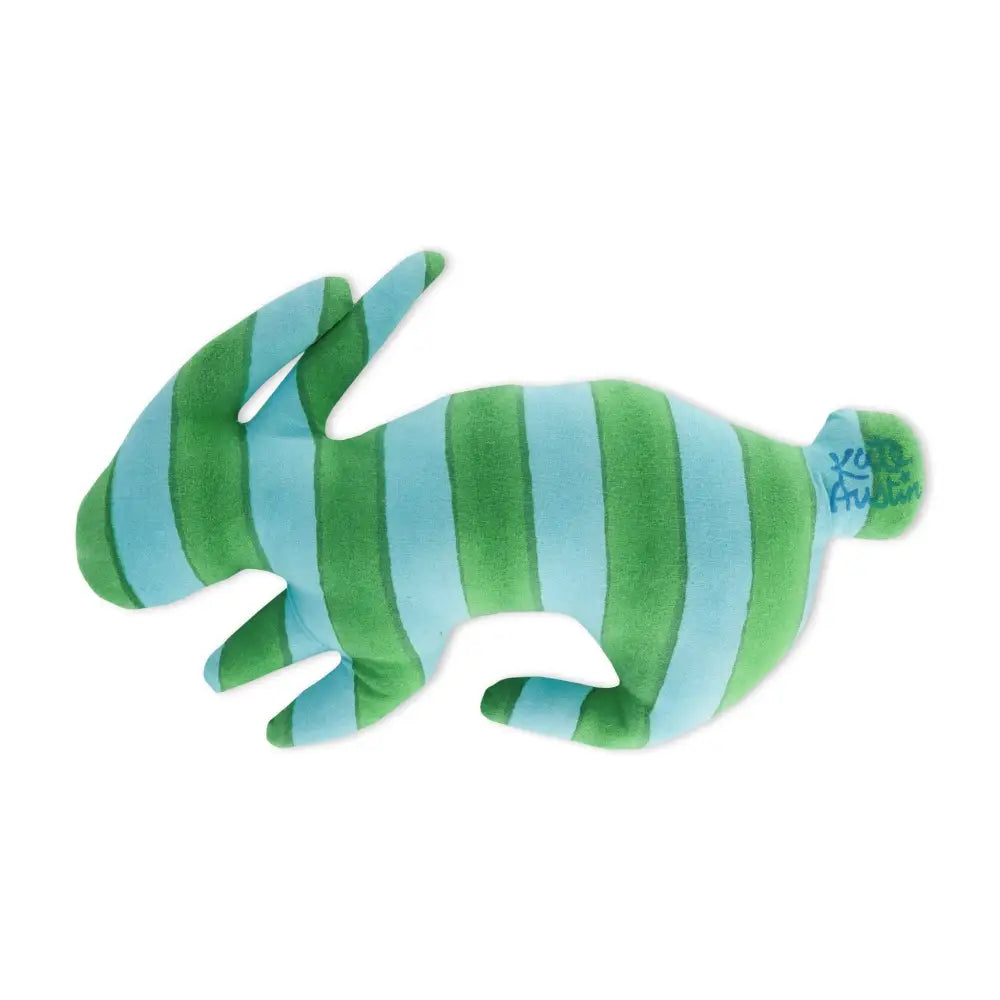 kate austin designs - Bunny Pillow in Aqua/Green Stripe