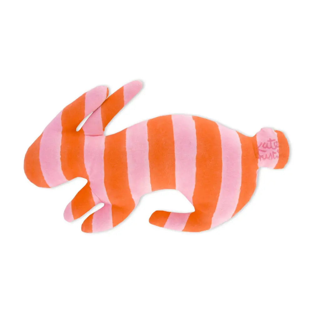 kate austin designs - Bunny Pillow in Pink Orange Stripe