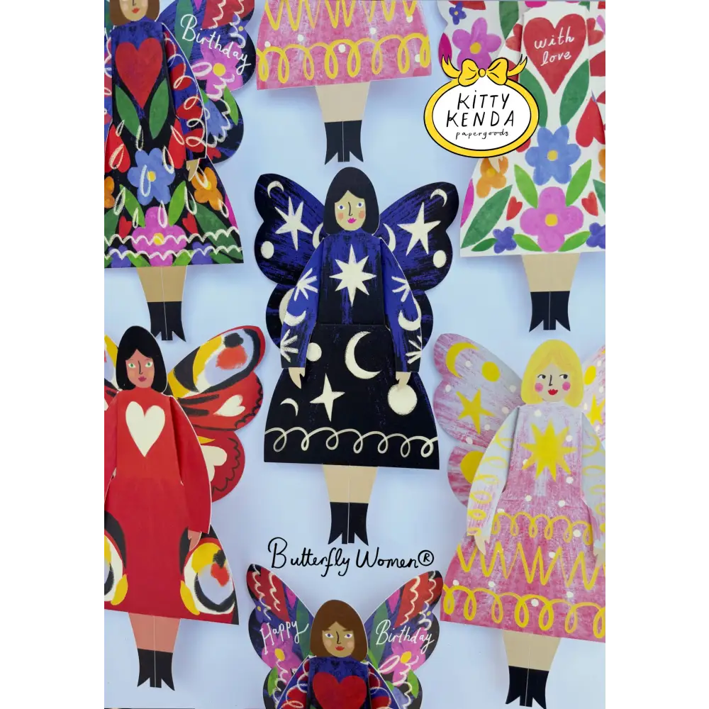 Kitty Kenda Papergoods - Butterfly Woman Sitting Greeting Card - Cosmic