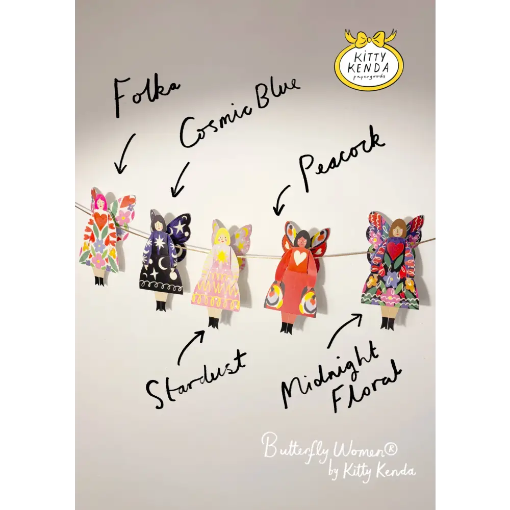 Kitty Kenda Papergoods - Butterfly Woman Sitting Greeting Card - Stardust