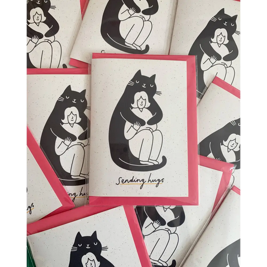 Kitty Kenda Papergoods - Giant Cat Greeting Card / 3 x text options Birthday Hugs