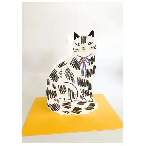 Kitty Kenda Papergoods - Sitting Shaped Greeting Card - Pink