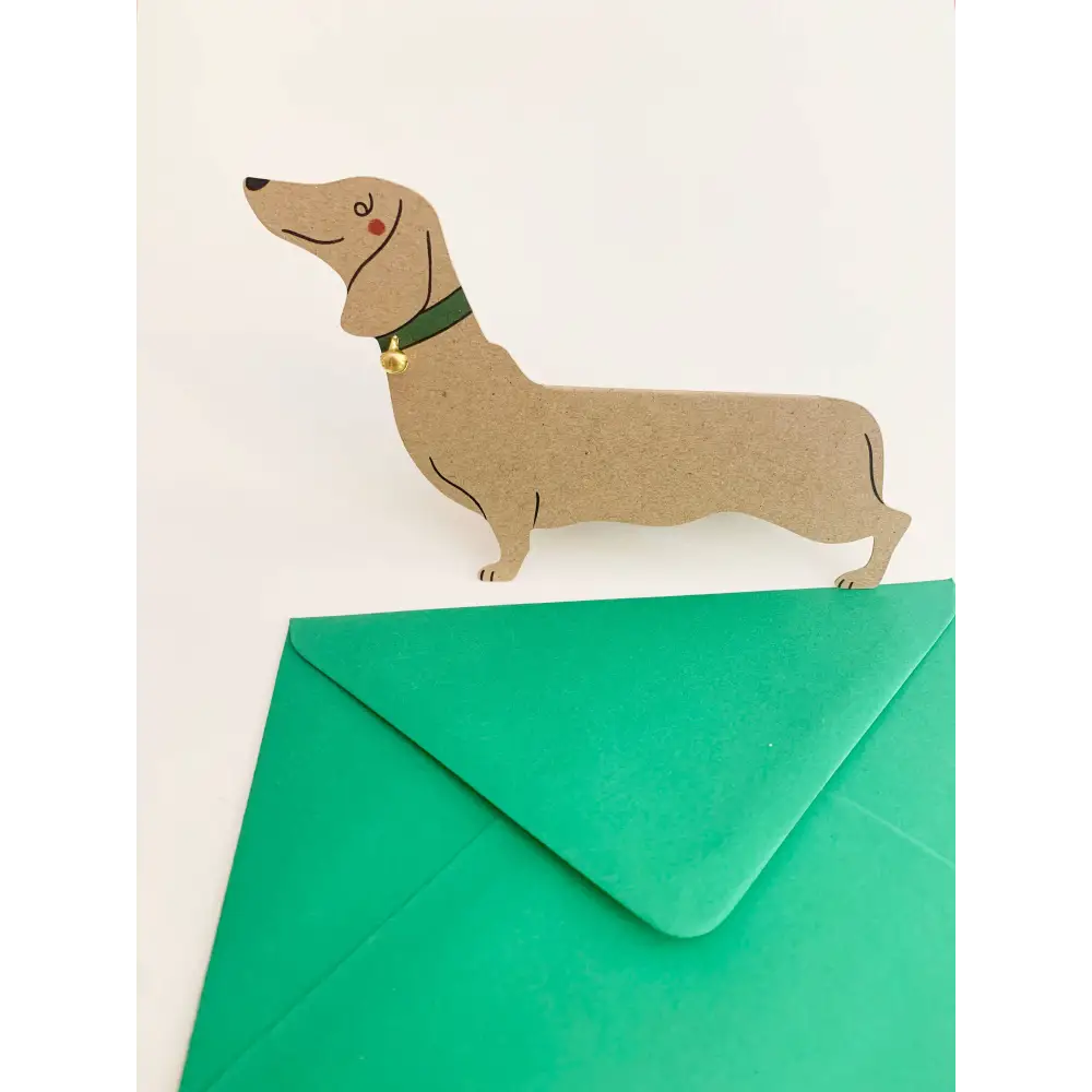 Kitty Kenda Papergoods - Standing Dachshund Sausage Dog Shaped Greeting Card
