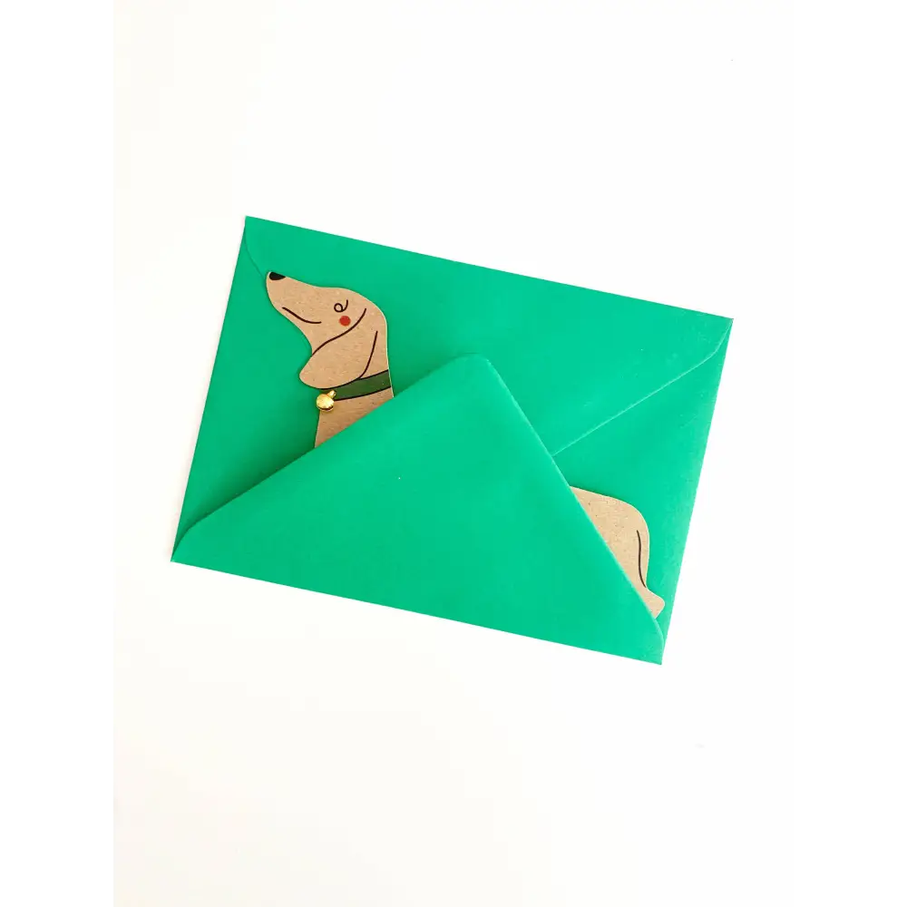 Kitty Kenda Papergoods - Standing Dachshund Sausage Dog Shaped Greeting Card