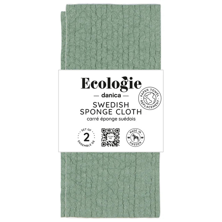 Elm Green Swedish dishcloths styled on a kitchen counter β PABOOM