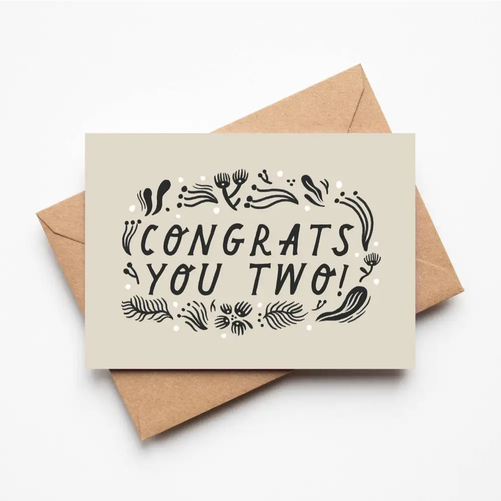'Congrats You Two!' Wedding Card illustrated greeting card by Lauren Marina - PABOOM
