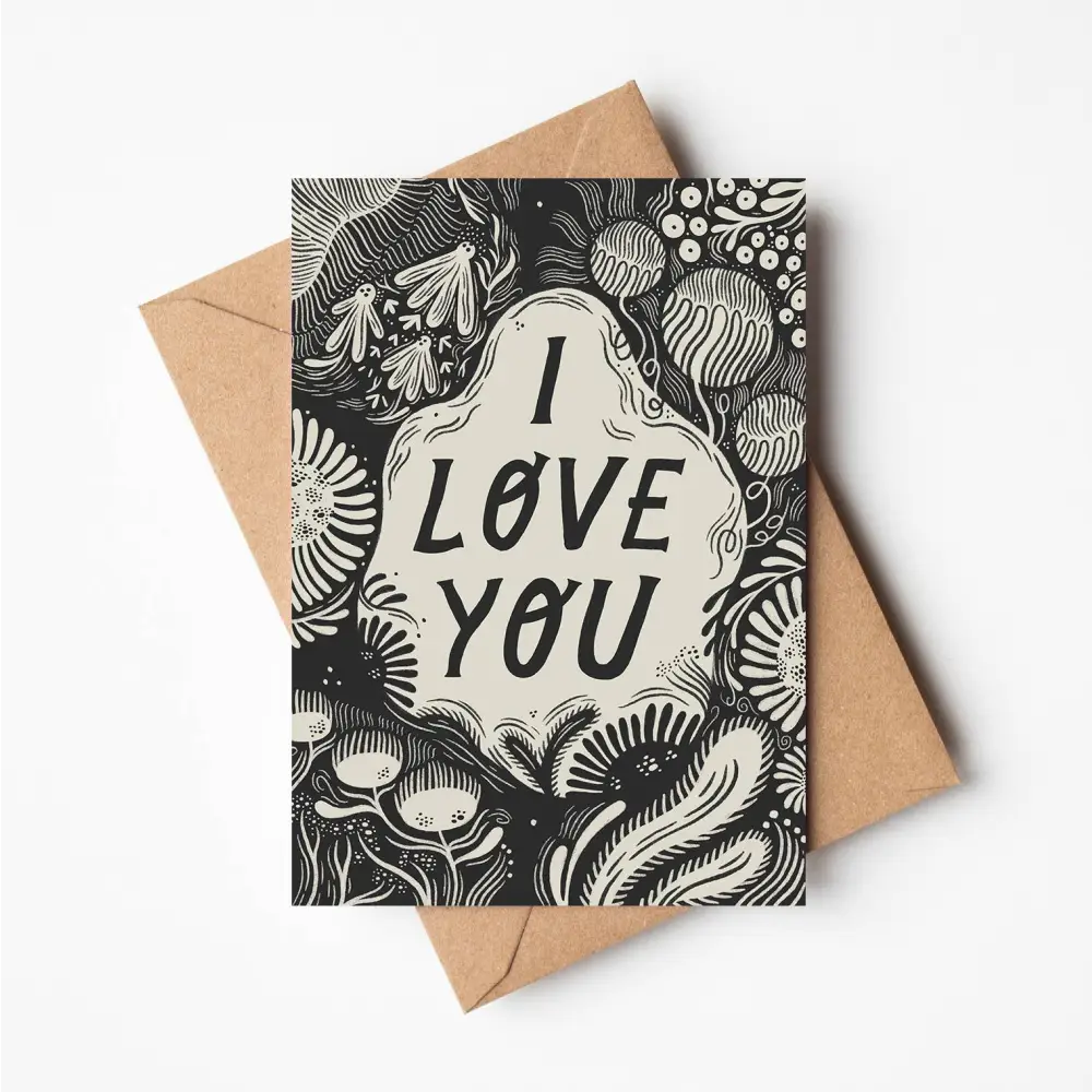 'I Love You' Valentine's Card illustrated greeting card by Lauren Marina - PABOOM