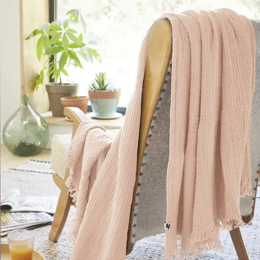 Cotton Fringed Throw Marshmallow - PABOOM
