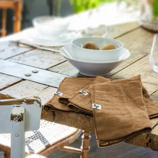 Cotton Gauze Napkins Set/3 Camel - PABOOM