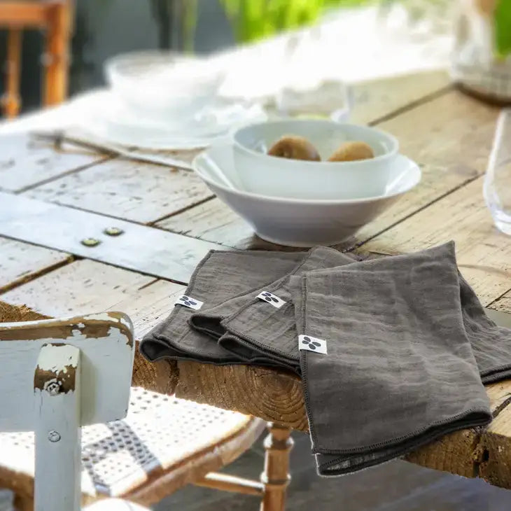 Cotton Gauze Napkins Set/3 Granite - PABOOM