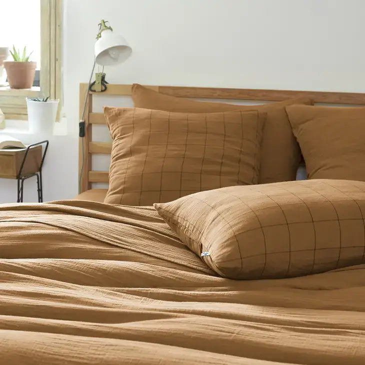 Match Cotton Gauze Cushion Cover 24" Camel - PABOOM