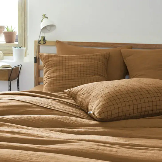 Mix Cotton Gauze Cushion Cover 24" Camel - PABOOM