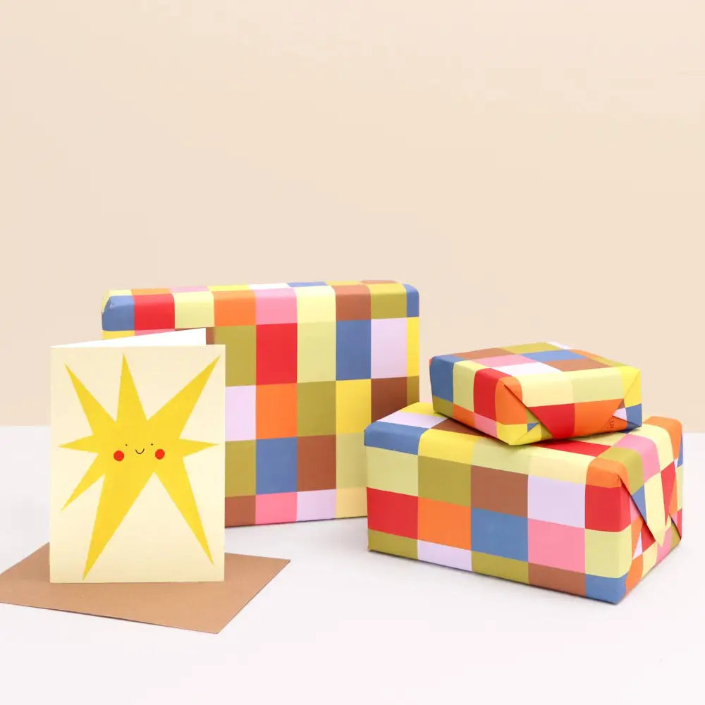 Colourful Squares Wrapping Paper Sheet - PABOOM