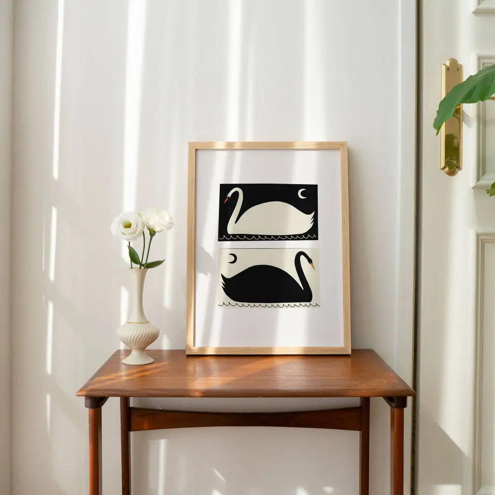 Little Black Cat Illustrated Goods - Negative / Positive Swans Art Print