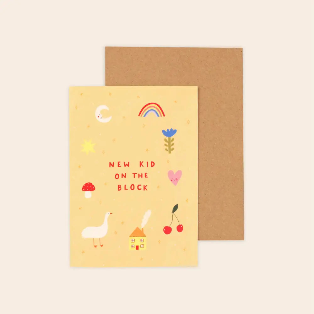 Little Black Cat Illustrated Goods - New Kid On The Block Baby Card | Unisex