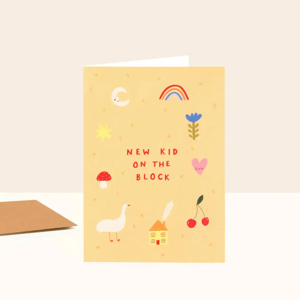 Little Black Cat Illustrated Goods - New Kid On The Block Baby Card | Unisex