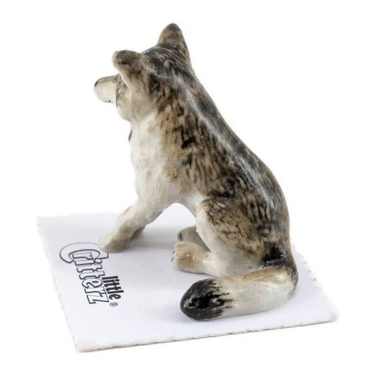Little Critterz - Akela Wolf Sitting Porcelain Miniature