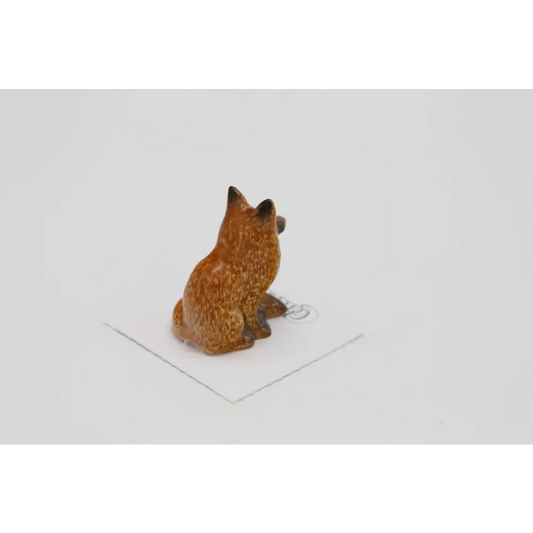 Brush Red Fox Sitting Porcelain Miniature - PABOOM