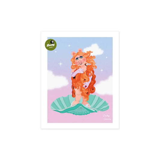Lucky Goods Paper - Birth of a Goddess Piggy Portrait Print 8ββ x 10ββ
