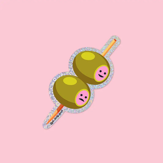 Lucky Goods Paper - Happy/Sad Olives Glitter Sticker