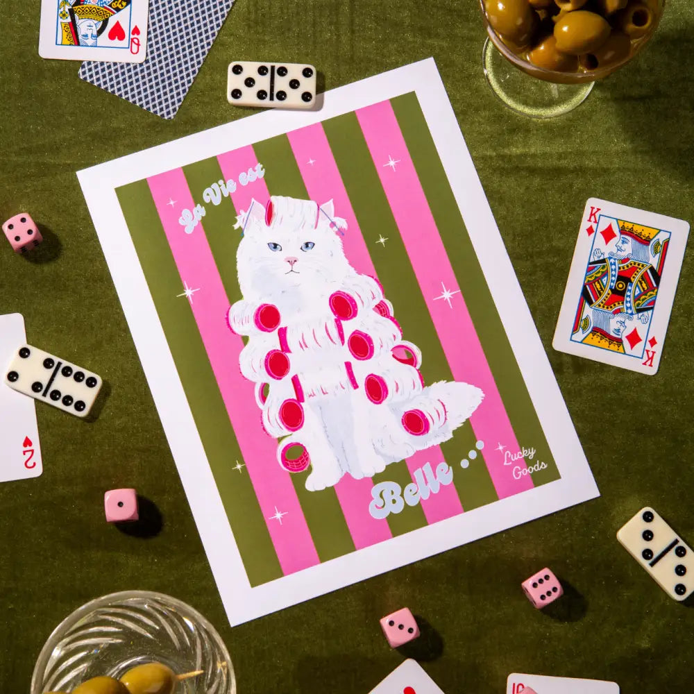 Lucky Goods Paper - La Vie est Belle Kitty Portrait Print 8’’ x 10’’