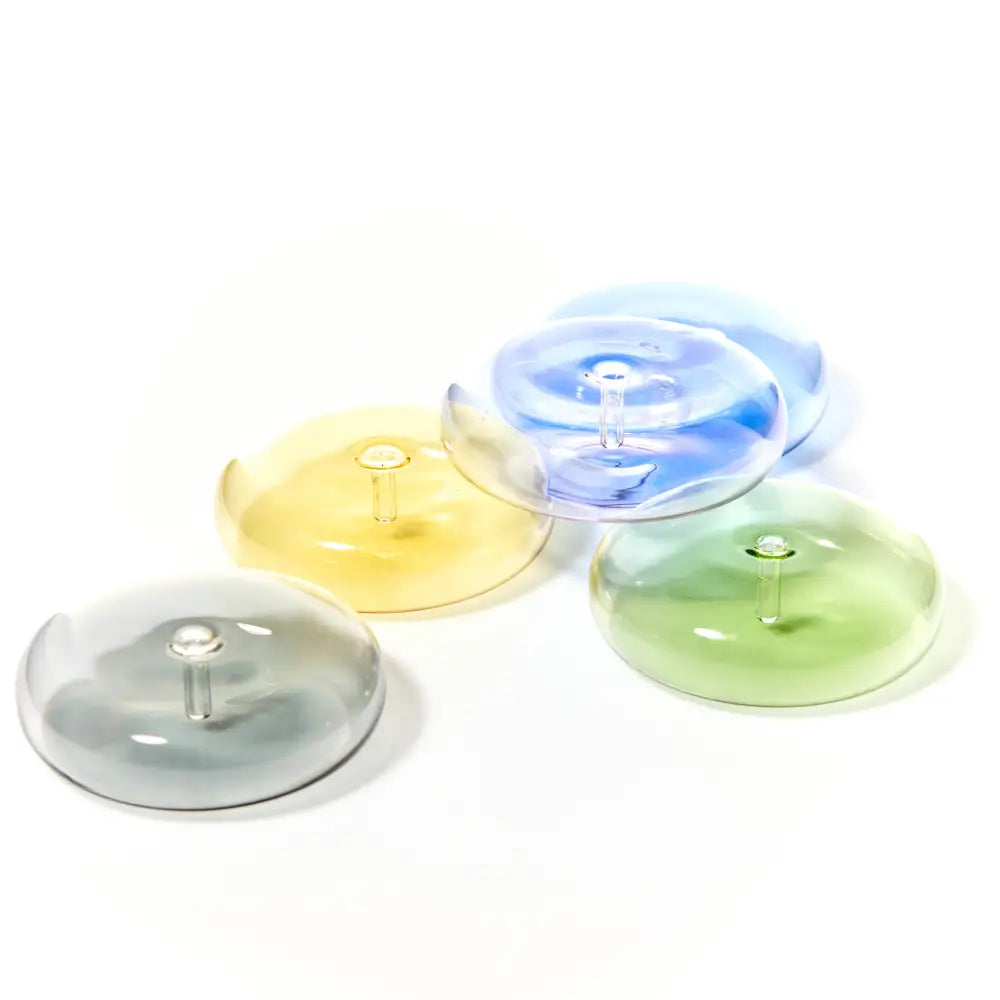 Dimple Hand Blown Glass Incense Holder - Grey