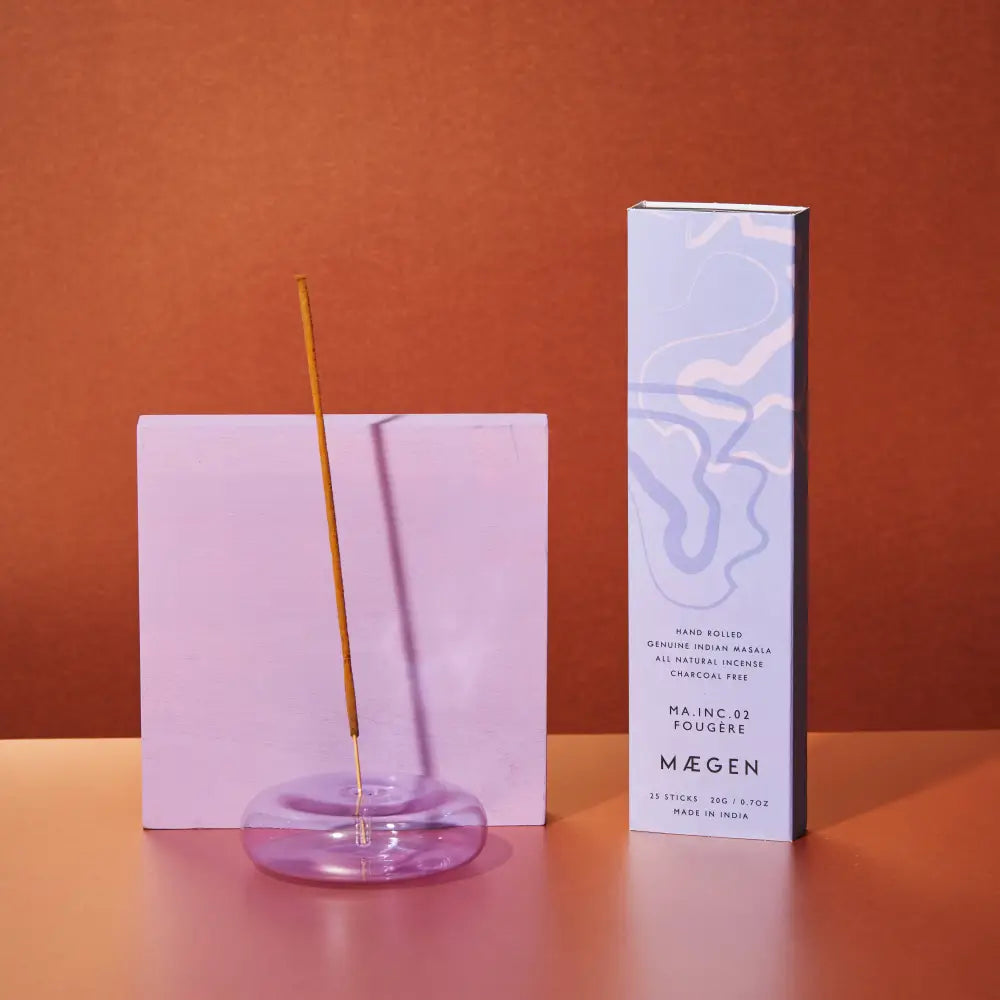 Dimple Hand Blown Glass Incense Holder - Lavender