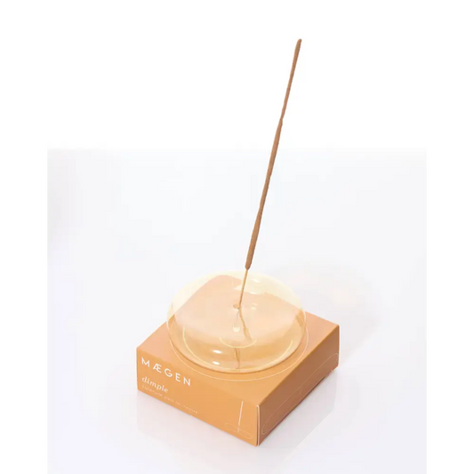 Dimple Hand Blown Glass Incense Holder - Yellow