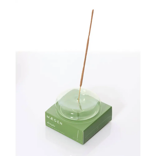 Dimple Hand Blown Glass Incense Holder - Green
