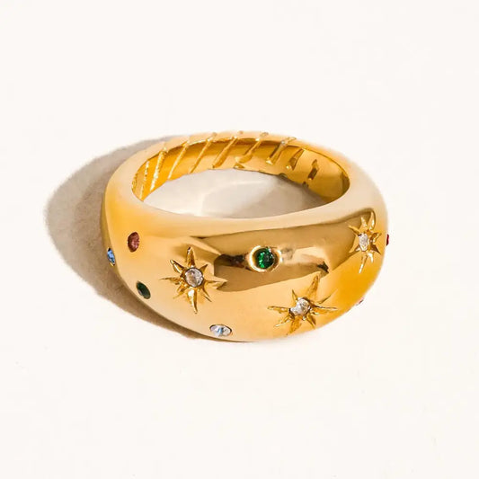 Angela Gold Star Dome Ring - PABOOM