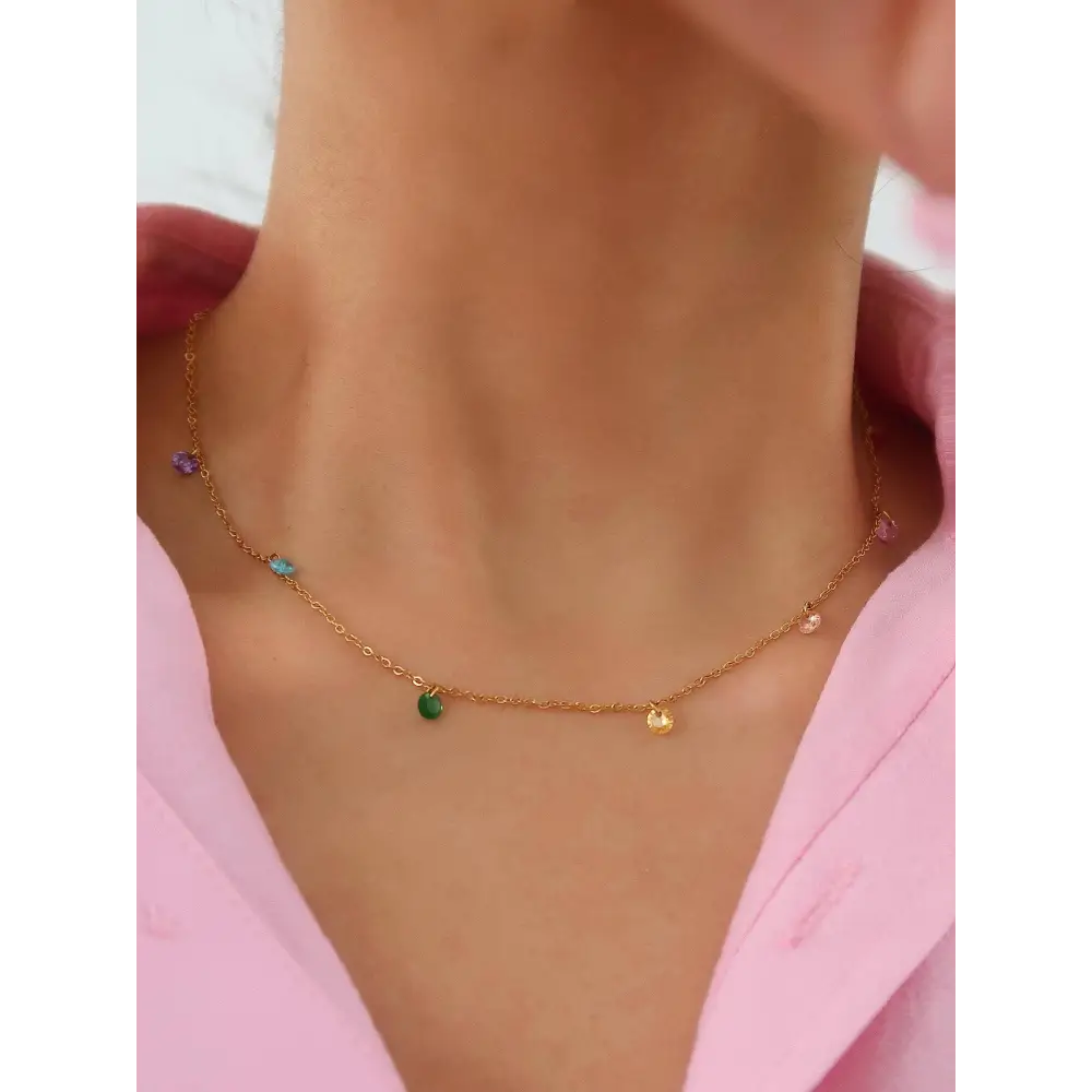 Maiq Accessories - Ariana Petite CZ Chain Necklace Multi-Coloured