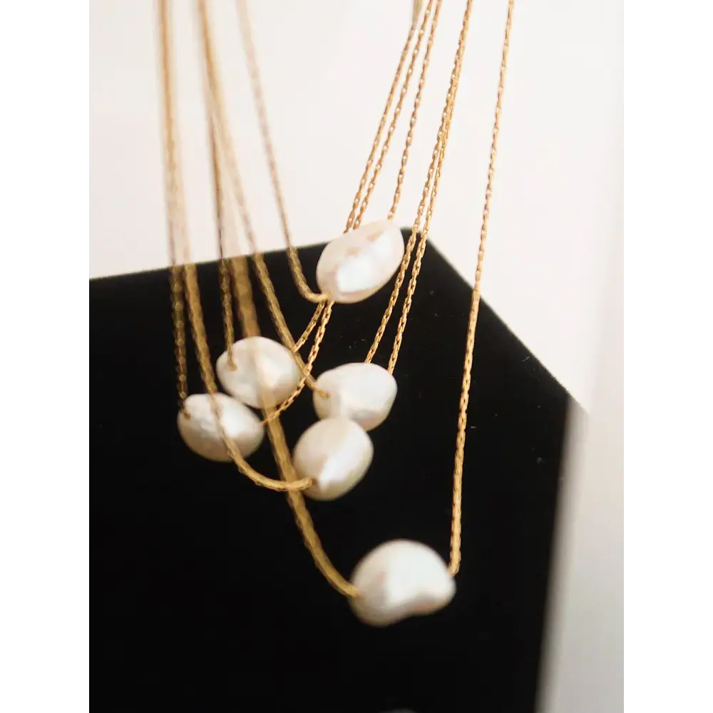 Maiq Accessories - Kinney Natural Pearl Necklace Yellow Gold