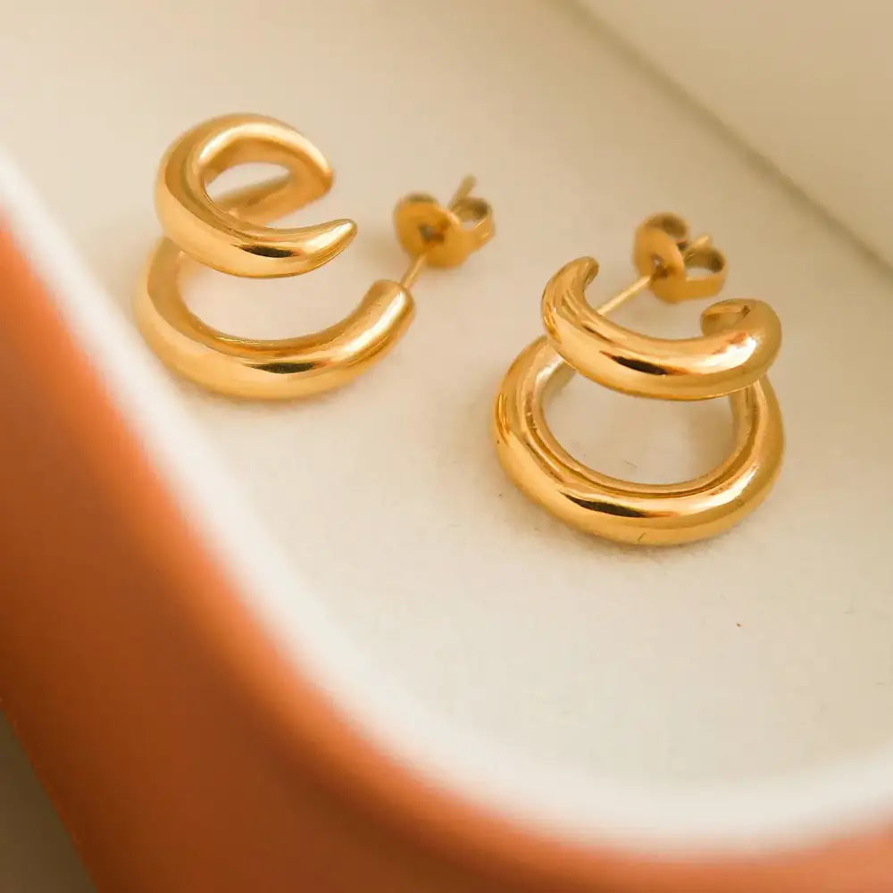 Madison Gold Double C Hoop Earrings - PABOOM