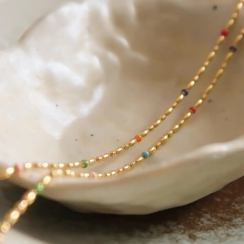 Tave Small Beaded Necklace Multi- Colored 15” - PABOOM