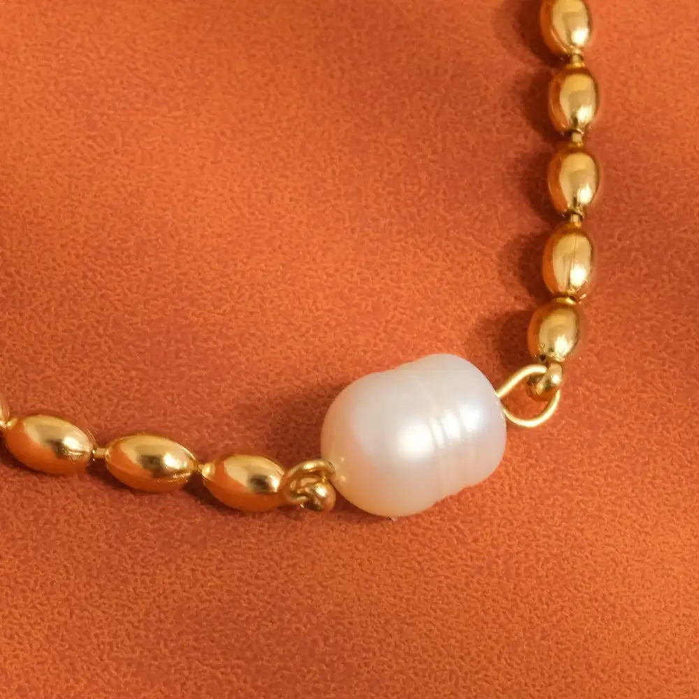 Vigne Gold Pearl Ball Chain Necklace - PABOOM