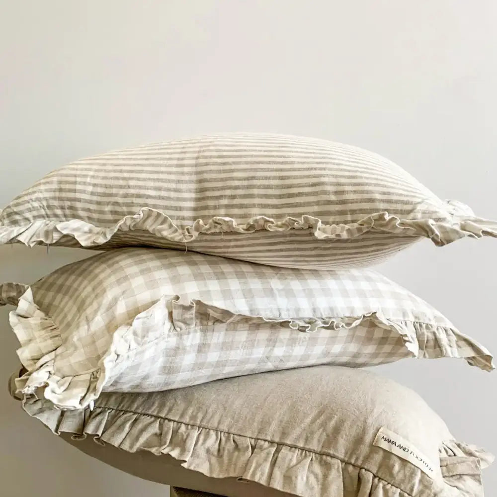 Linen Lumbar Ruffle Cushion Cover - PABOOM
