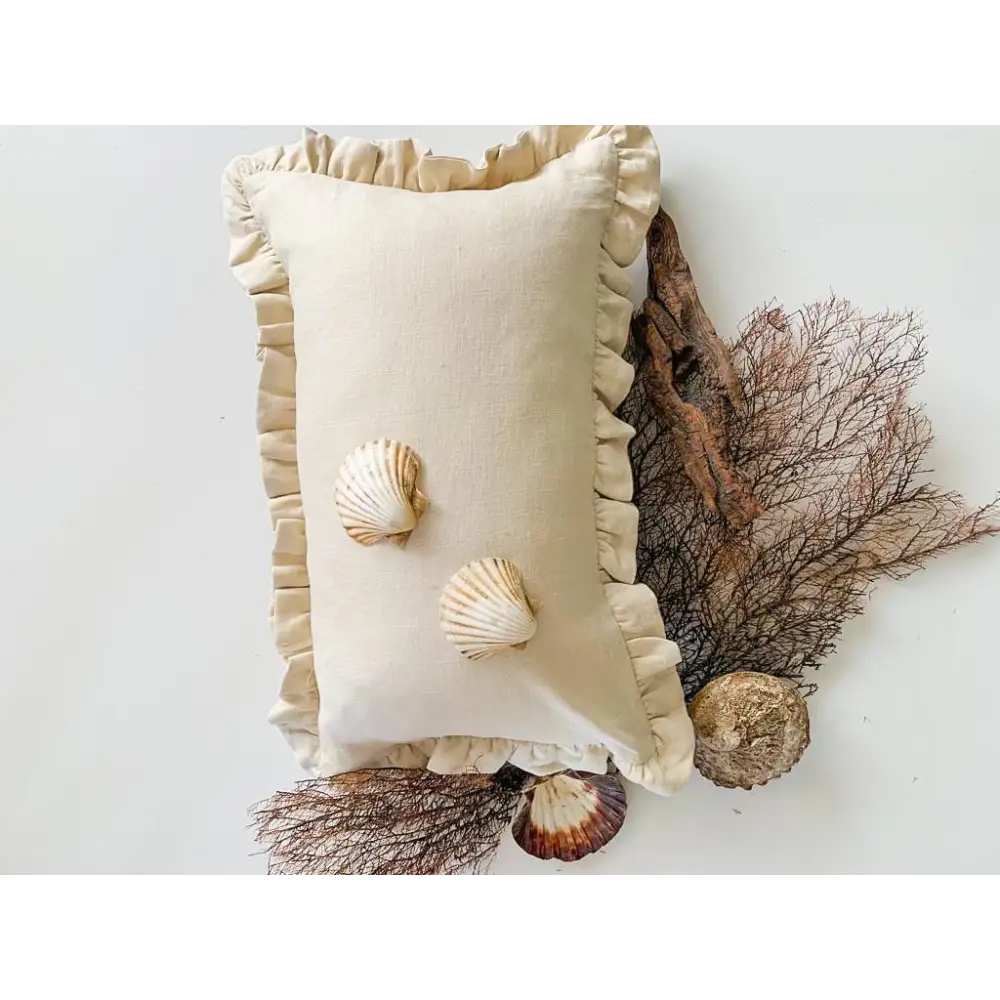 Linen Lumbar Ruffle Cushion Cover - PABOOM